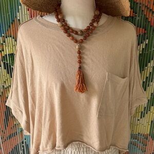 TALULAH Relaxed Crop Tee in Camel Beige